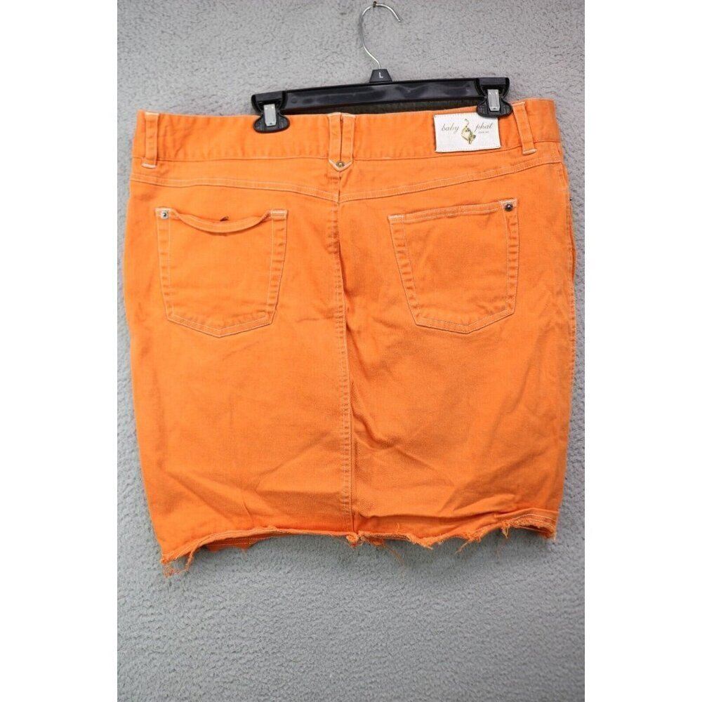 Baby Phat Orange Denim Skirt-Size 20-Pockets-Vintage-Y2K-Logo - Picture 10 of 14